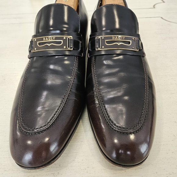 Bally Men's Black and Brown Leather Loafers